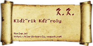 Klárik Károly névjegykártya