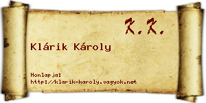 Klárik Károly névjegykártya