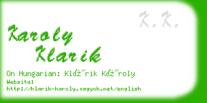 karoly klarik business card